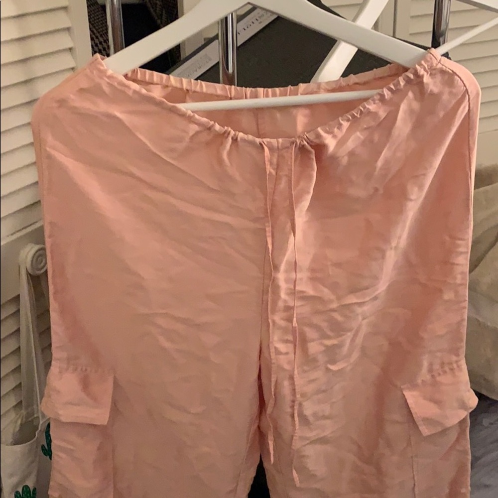 Pink satin pants